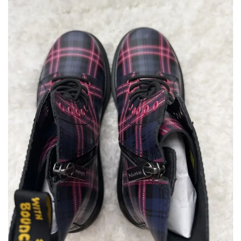 Dr. Martens 1460 Pascal J Kids Boots Athena Pop Plaid Print Black Multi Size 4 5